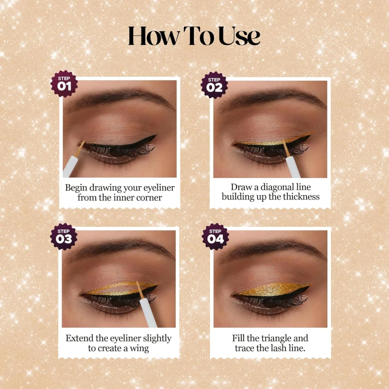 Hilary Rhoda Showstopper Eyeliner | Smudge-proof & Metallic Glitter Eyeliner | Water-Resistant | 5ml (Yellow Gold - Shade 06) thumbnail 5